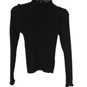 Womens Dark Academia Y2K Workwear Mockneck Sweater Top Black & Other Stories XS